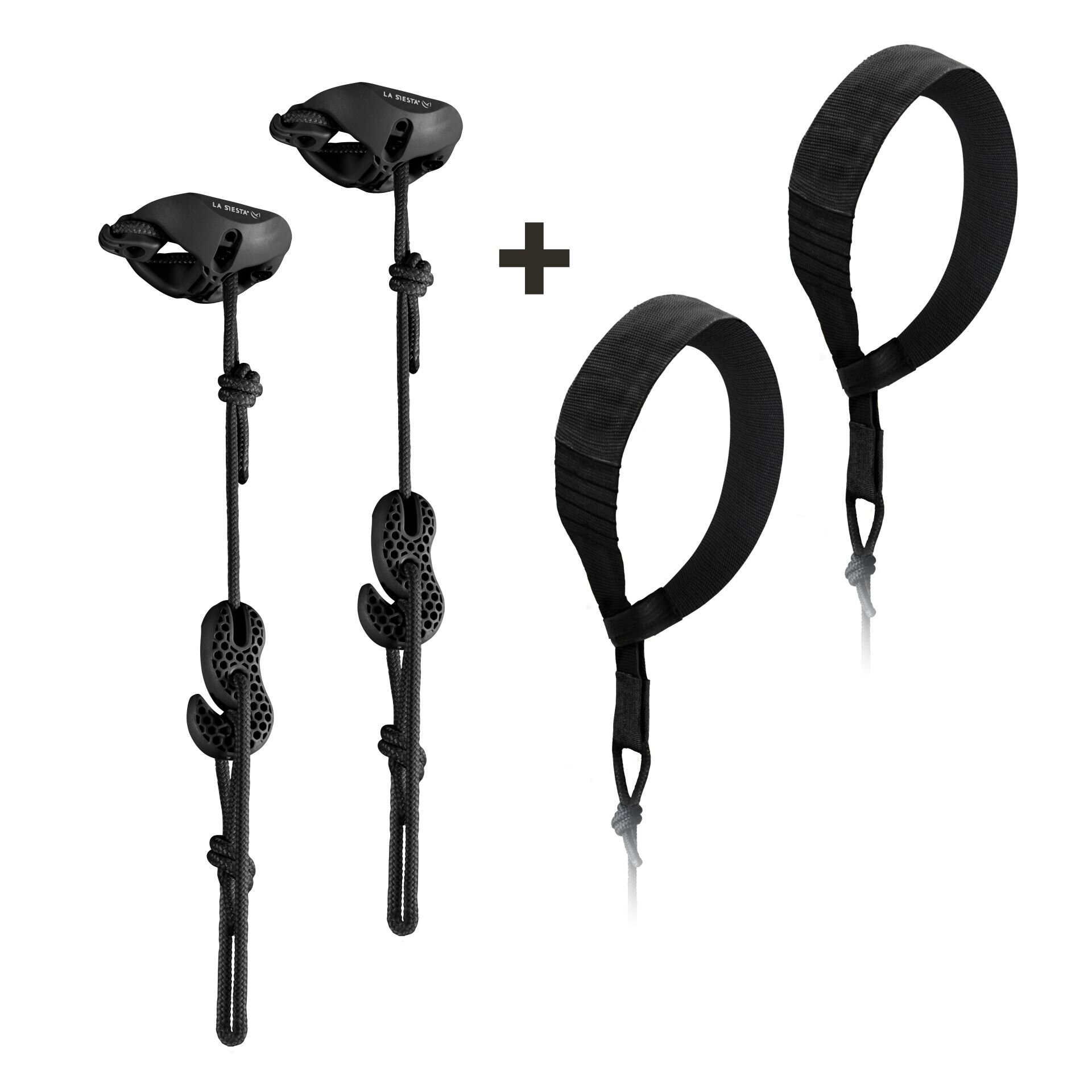 Univerzální závěsná sada La Siesta FlexMount 2point pro houpací sítě a sedačky černá