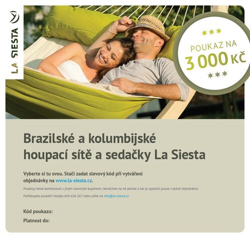 Elektronický poukaz LA SIESTA v hodnotě 3.000 Kč