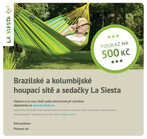 Elektronický poukaz LA SIESTA v hodnotě 500 Kč