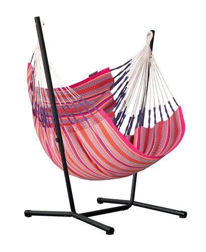 Hojdacia sedačka so stojanom La Siesta Fiji Organic Comfort Flamingo