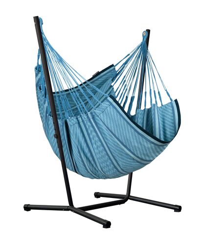 Hojdacia sedačka so stojanom La Siesta Fiji Organic Comfort Blue Zebra