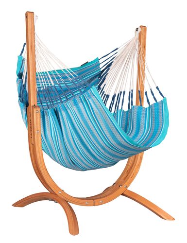 Houpací sedačka se stojanem La Siesta Udine Organic Azure