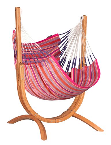 Houpací sedačka se stojanem La Siesta Udine Organic Flamingo
